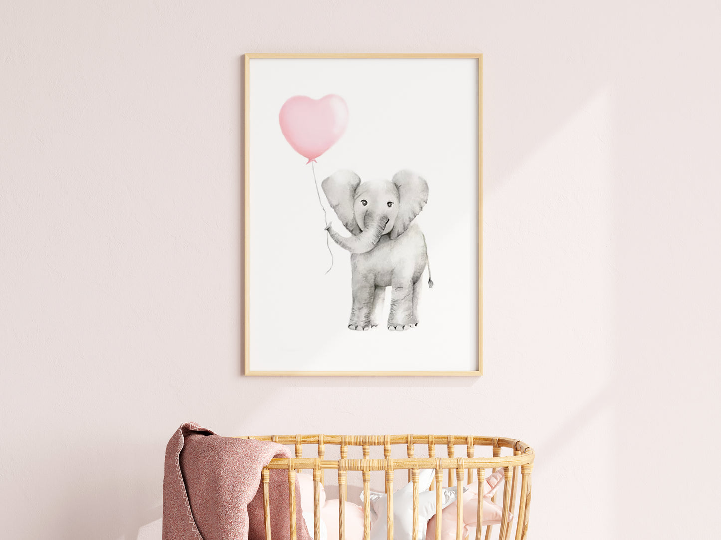 Baby Elephant with Heart Balloon Print - Studio Q - Art by Nicky Quartermaine Scott