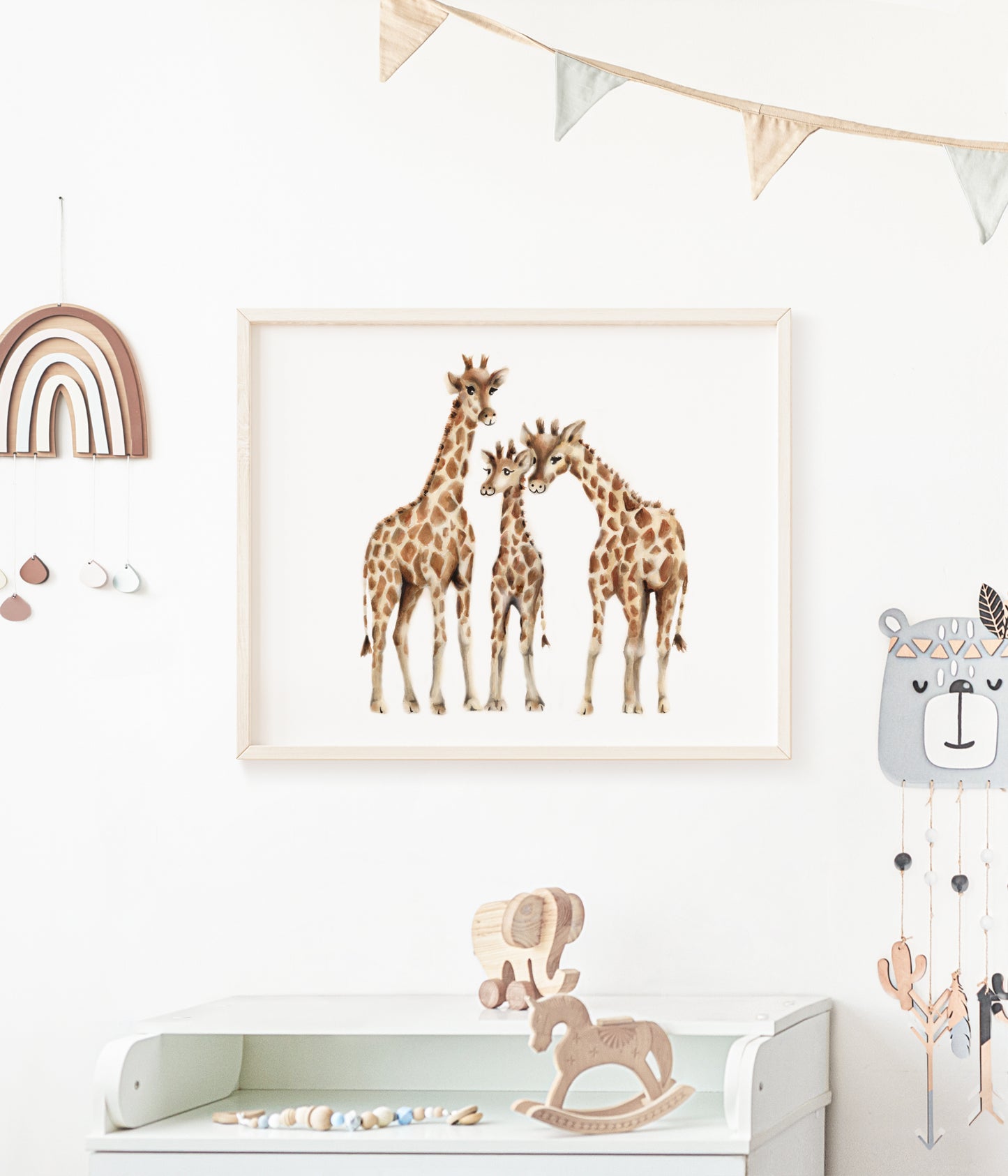 Giraffe Family Nursery Art Print - Studio Q - Art by Nicky Quartermaine Scott