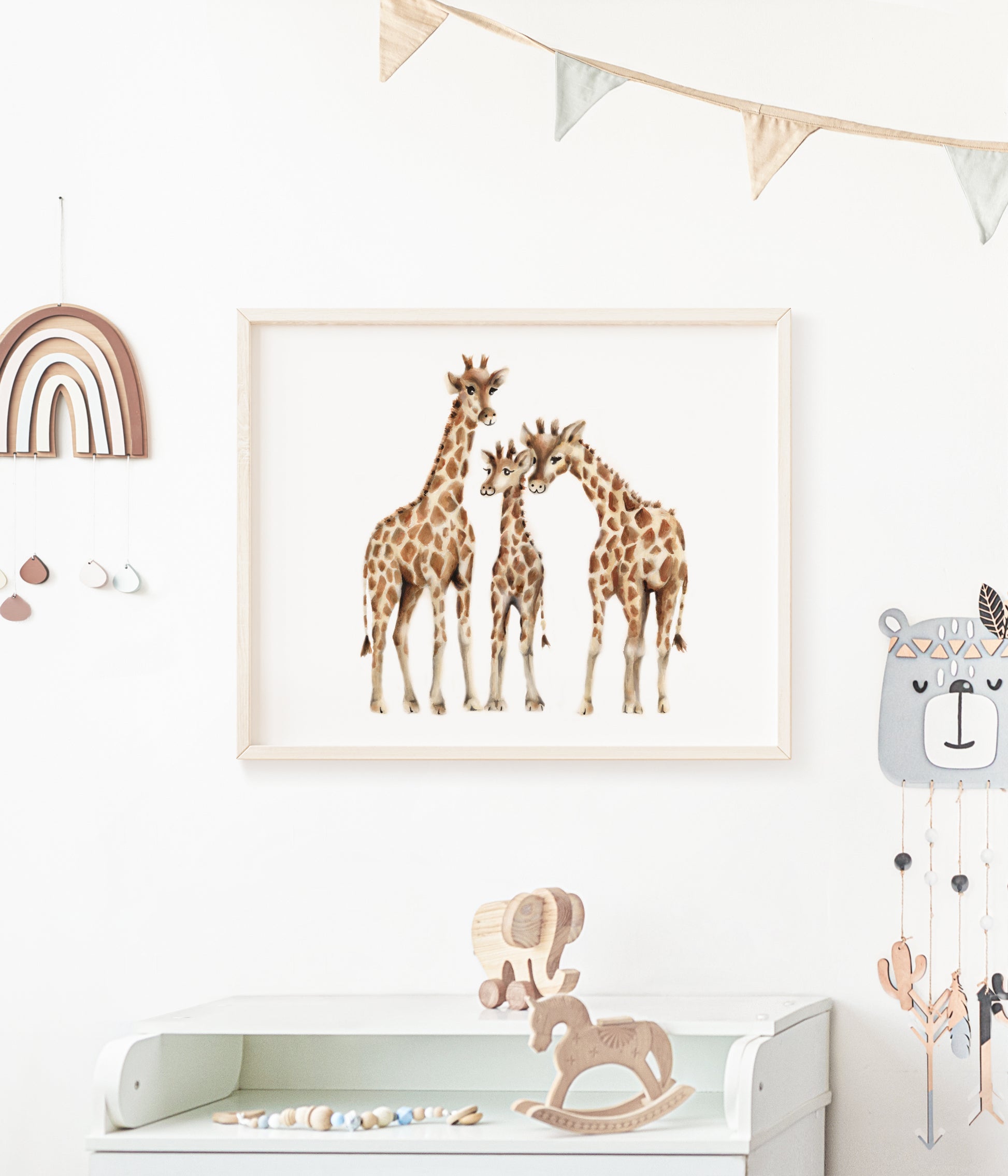 Giraffe Family Nursery Art Print - Studio Q - Art by Nicky Quartermaine Scott