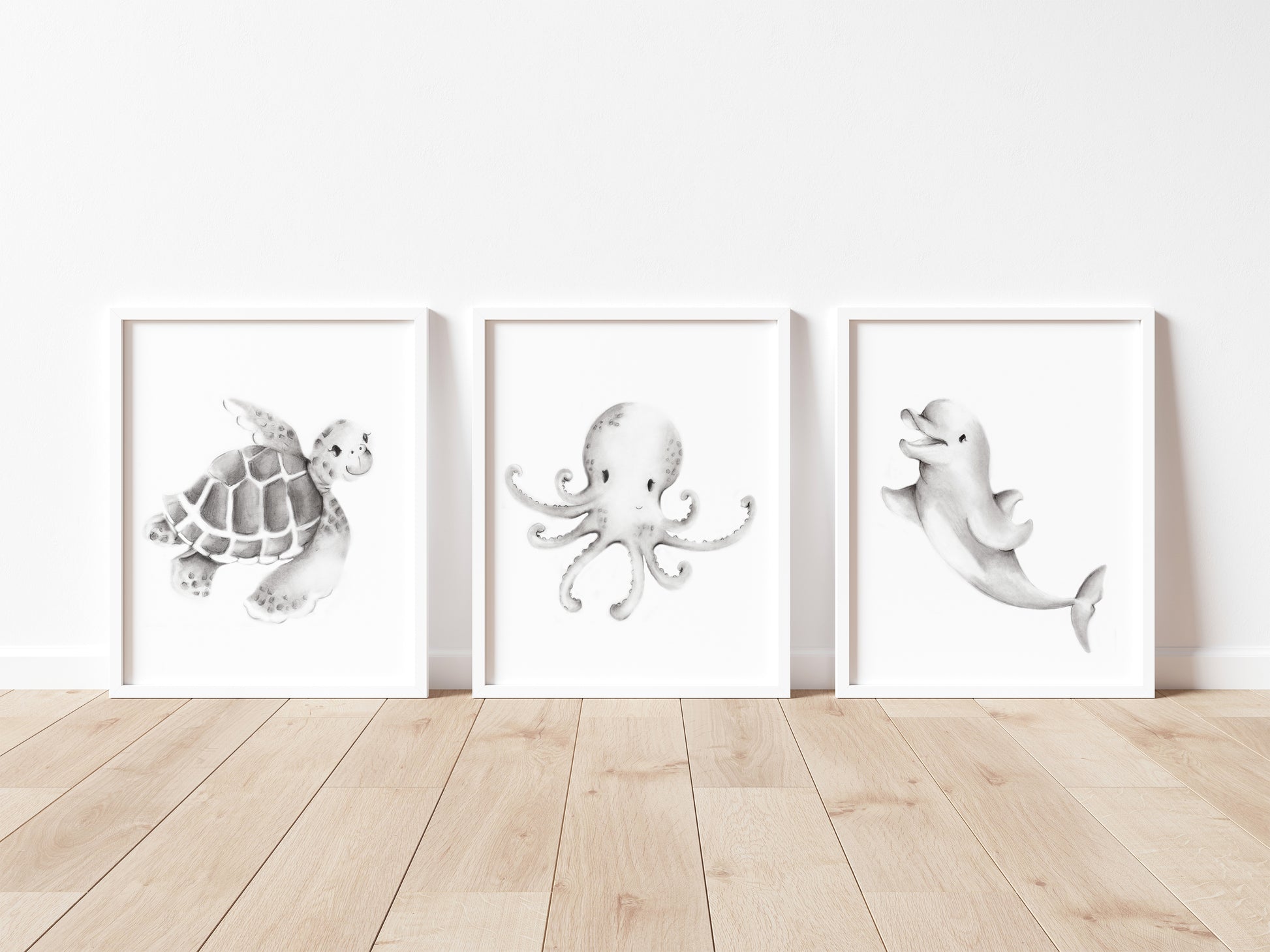 Ocean Friends Nursery Art Set of 3 Prints - Studio Q - Art by Nicky Quartermaine Scott