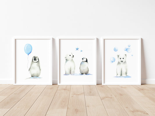 Arctic Friends Art Prints - Set of 3 - Studio Q - Art by Nicky Quartermaine Scott