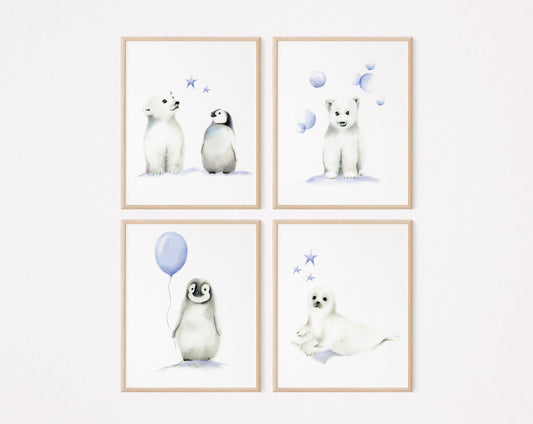 Arctic Friends Art Prints - Set of 4 - Studio Q - Art by Nicky Quartermaine Scott