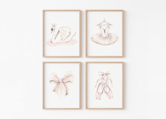 Ballet Dance Girl Art Prints -  Set of 4 - Studio Q - Art by Nicky Quartermaine Scott