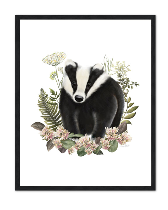 Bramble Badger Art Print- Studio Q - Art by Nicky Quartermaine Scott