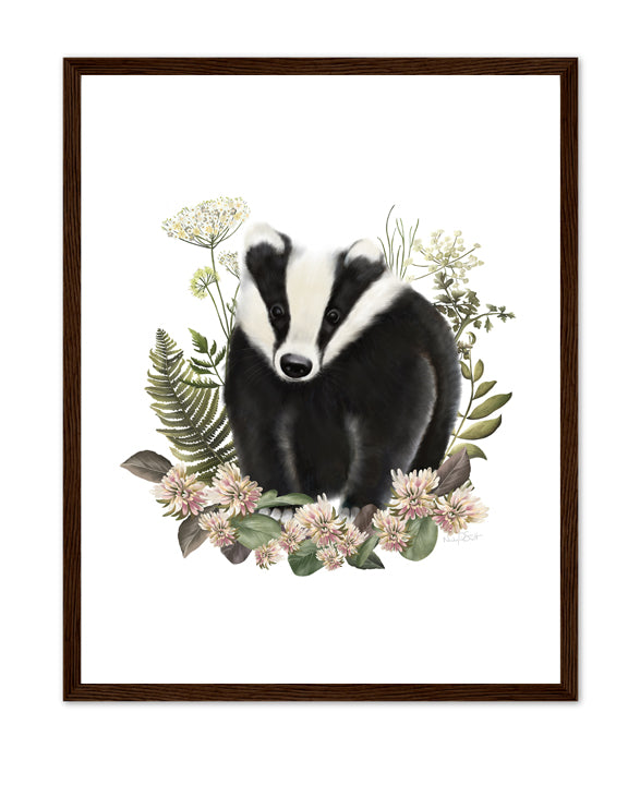 Bramble Badger Art Print- Studio Q - Art by Nicky Quartermaine Scott