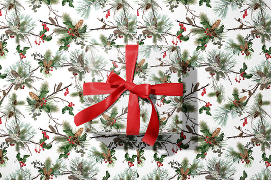 Garden Evergreens Wrapping Paper- Studio Q - Art by Nicky Quartermaine Scott