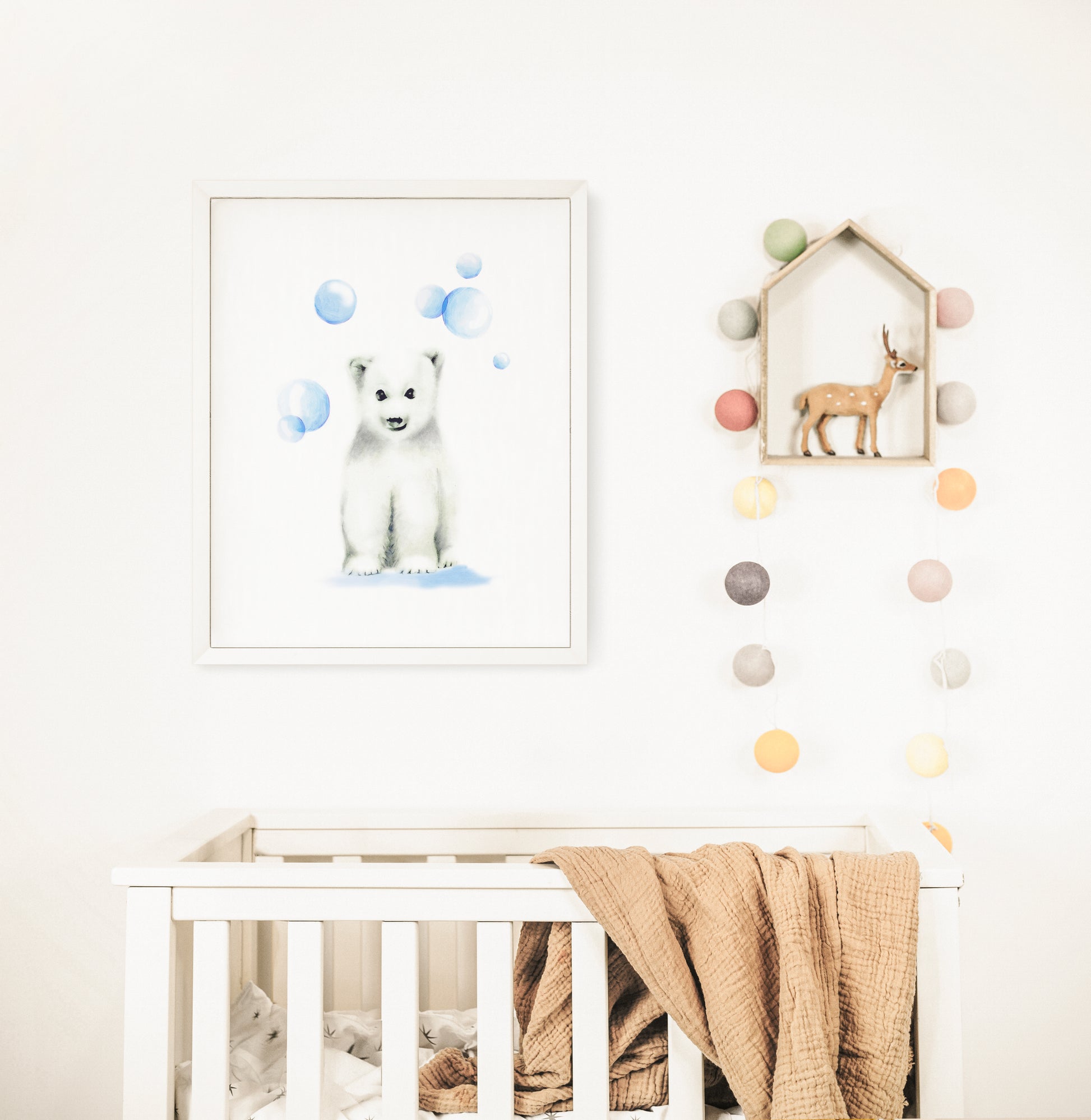 Polar Bear with Bubbles Nursery Art Print - Studio Q - Art by Nicky Quartermaine Scott