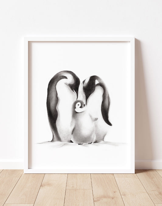 Penguin Family Drawing Print - Studio Q - Art by Nicky Quartermaine Scott